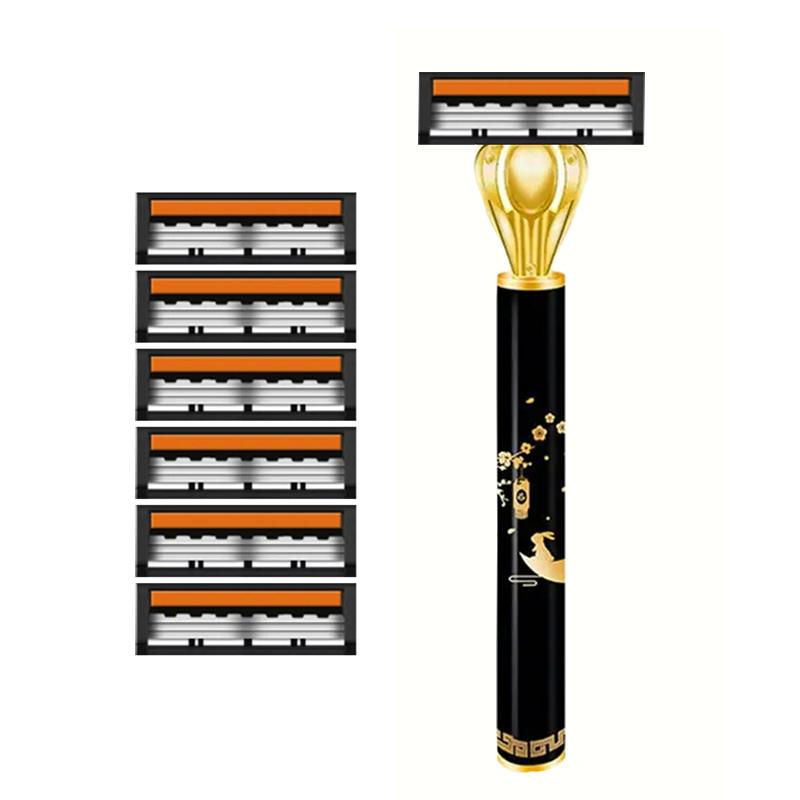 Holicí strojek zbrusu nový design Muži Holení břitvou Třívrstvý holicí strojek Opakovaně použitelný holicí strojek Importovaná čepel Výměna více nástrojových hlav