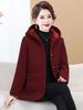 Women's Winter Fleece Jacket: Hooded, Thick, Warm Wool Blend Coat for Middle-Aged and Elderly