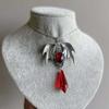 Gothic Baroque Ruby Crystal Necklace With Winged Pendant For Women