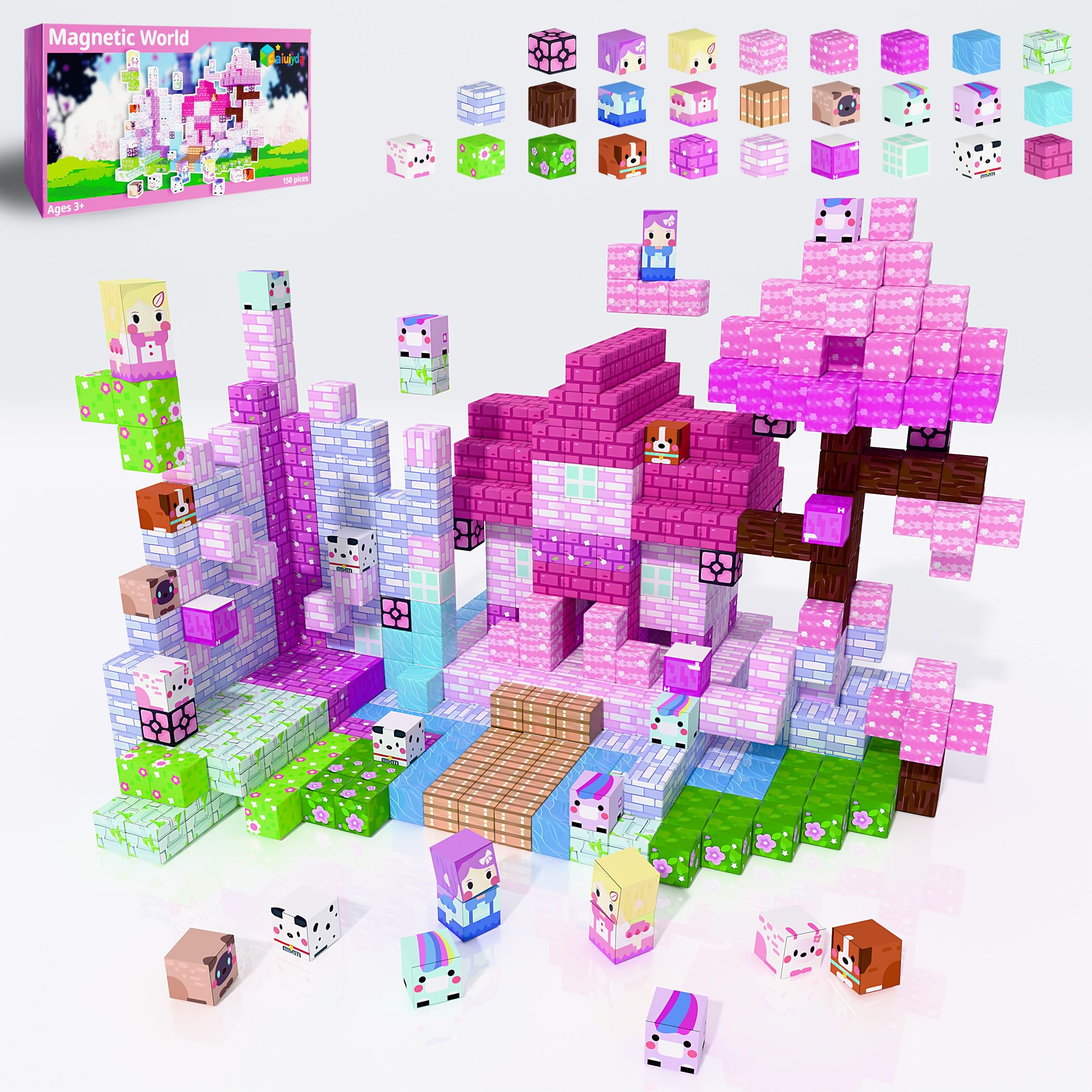 

Magnetic Building Educational Toy for Boys and STEM Learning Christmas Gift 150-Piece Blocks, Girls, Toy, Birthday, (Game Forest)