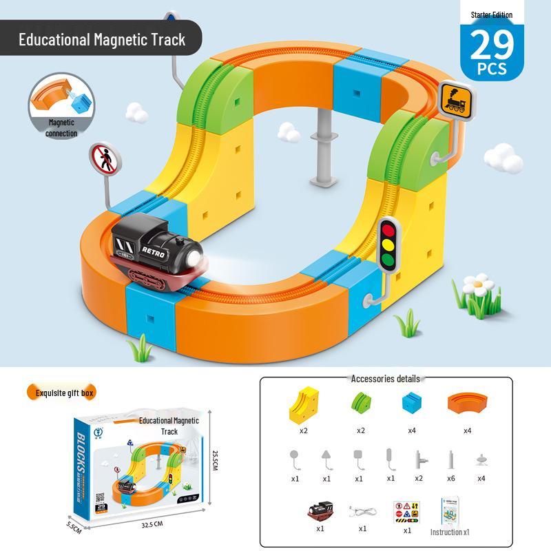 Magnetic Gear DIY 3D Electric Train Toy for Kids - Anti-Gravity High-Speed Rail Assembly Set