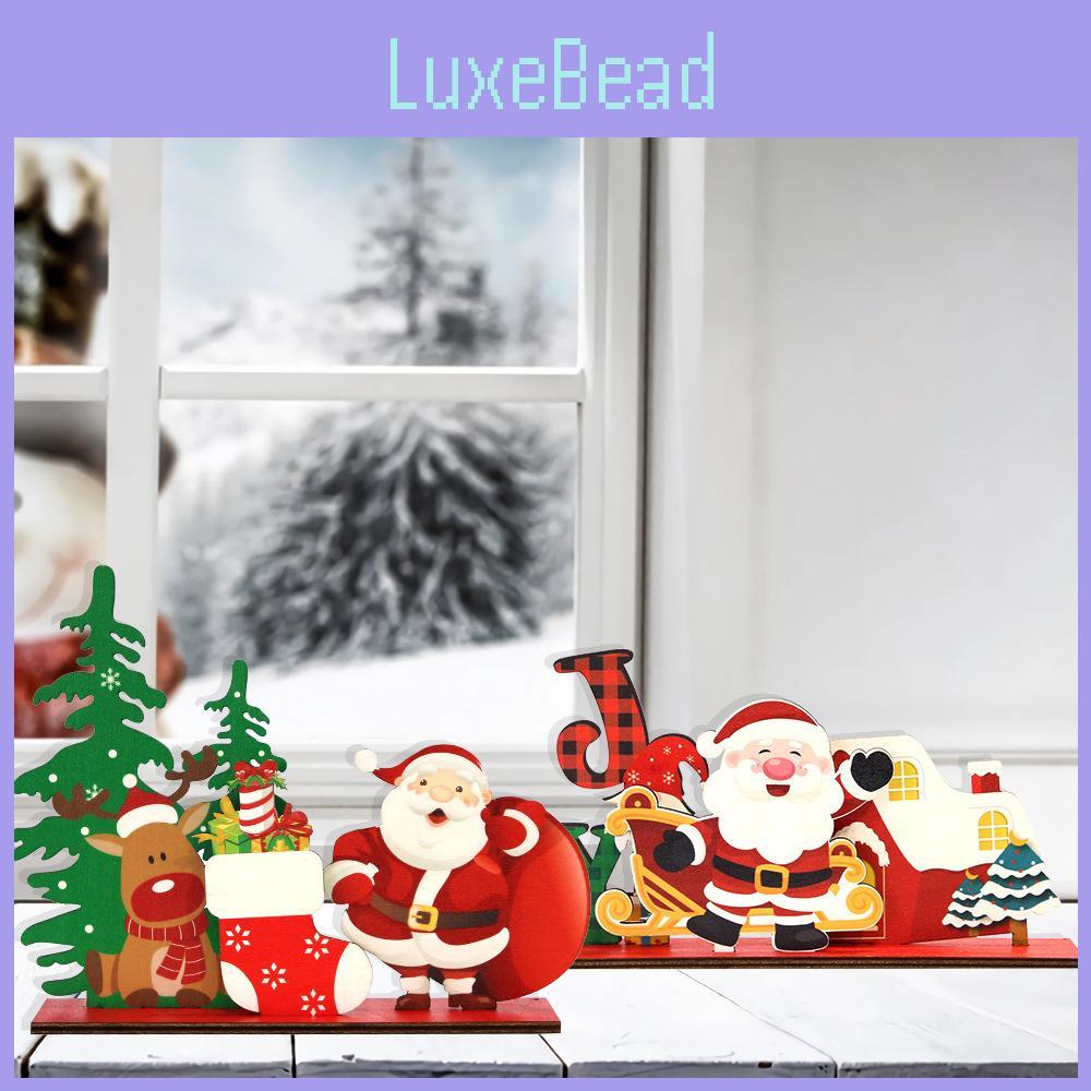 Charming Wooden Christmas Decorations Featuring Snowman Cottage And Santa Tree Design