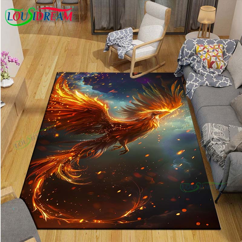 Popular Mythical Beast Phoenix Printed  Carpet Living Room Anti-Skid Area Rug Kids Bedroom Mats Yoga Mat Carpet Decor Gift