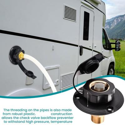 Motorhomes City Water Connection Inlet 3/4NH Female To 1/2 NPT Male Leadfree Brass with Check Valves for Marine Trailer