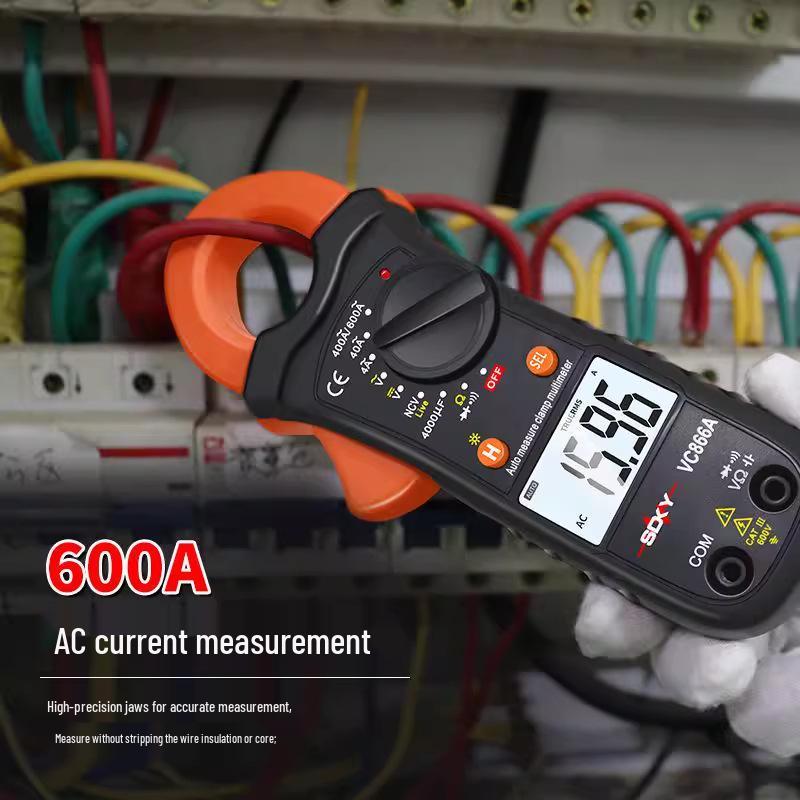 Shengde 866 Series Digital Clamp Meter: Voice-Activated Ammeter with Capacitance, Backlight & Small Current Range
