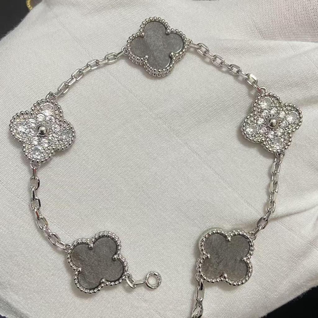 Nouă Versiune Brățară Trifoi cu Patru Foi Cinci Flori Agat Roșu Natural Sidef Alb Brățară Dama Brățară Laser