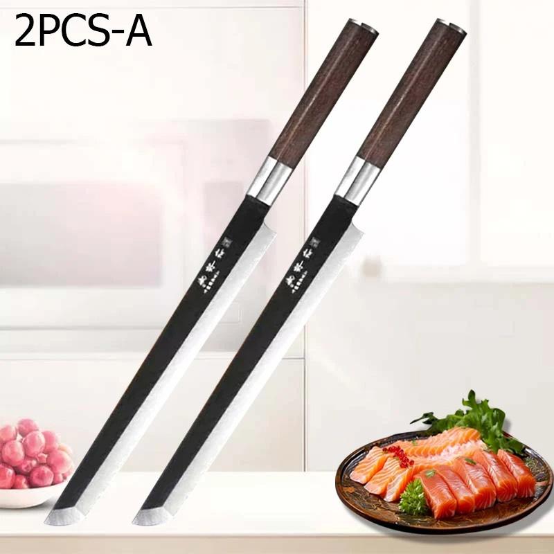 WXCOO Professional Kitchen Knife Japanese Salmon Knife Stainless Steel Fish Fillet Knife for Slicing Sushi Cooking