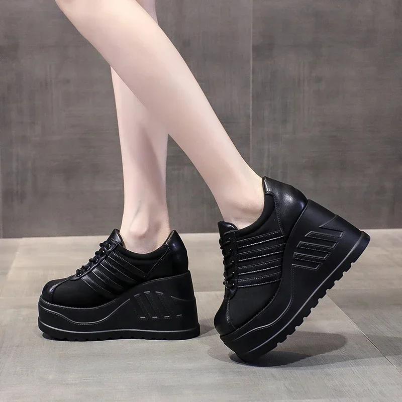 Fashion New Brand Punk Street Fashion Gothic Style Girls Cosplay Platform 10CM High Heels Sneakers Wedges Shoes Woman Pumps Big Size 42