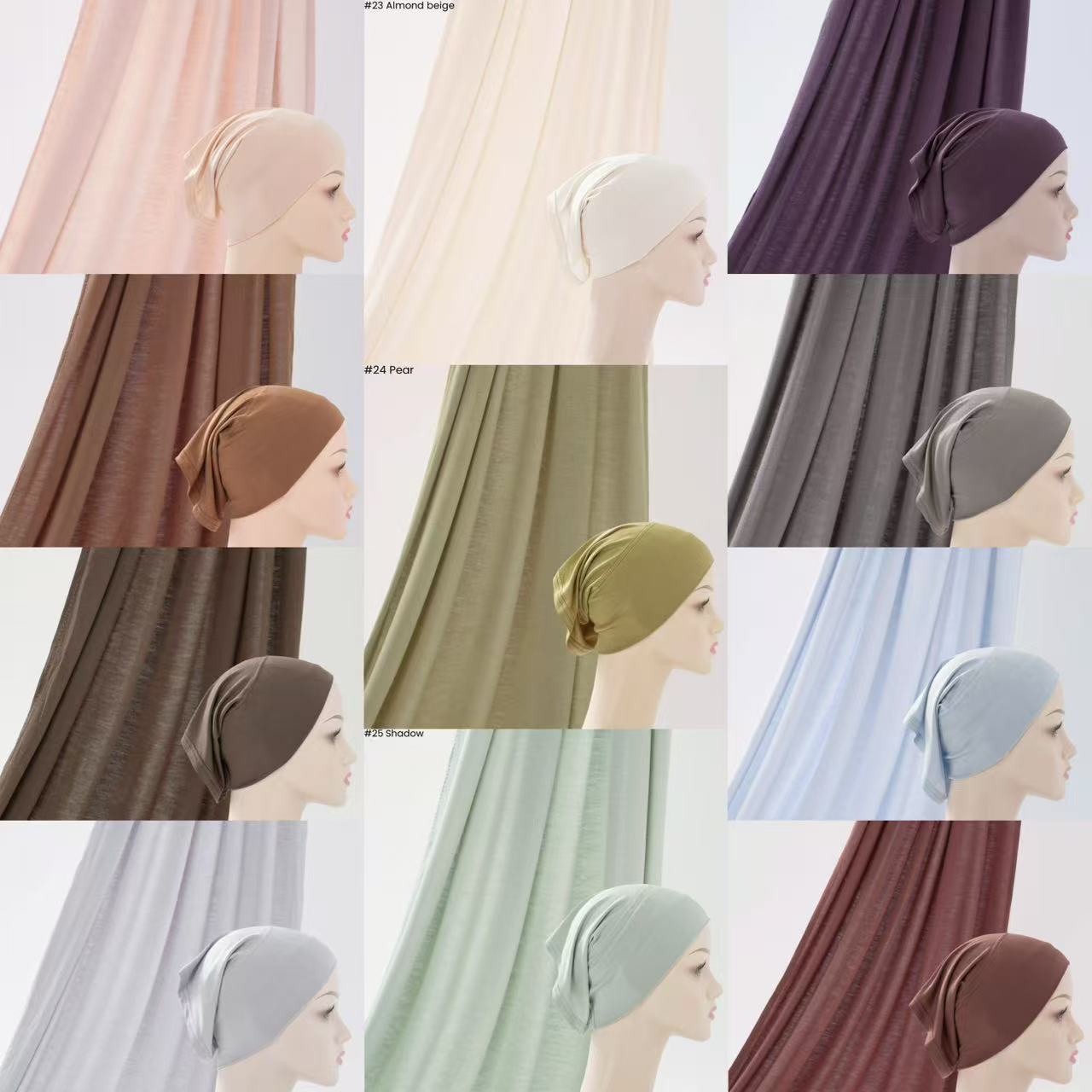 Zifeng OME High Quality Mercerized Cotton 2pcs/set Jersey Headscarf Hat Two-piece Headscarf Bucket Hat Set чёрный