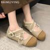 Suede Shallow Women Flats Mary Janes Shoes Short Plush Designer Buckle Winter Cotton Shoes 2025 Trend New Warm Femme Chaussures