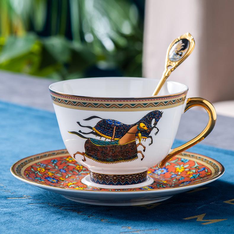 Ceramic Bone Porcelain Coffee Cup and Plate Set