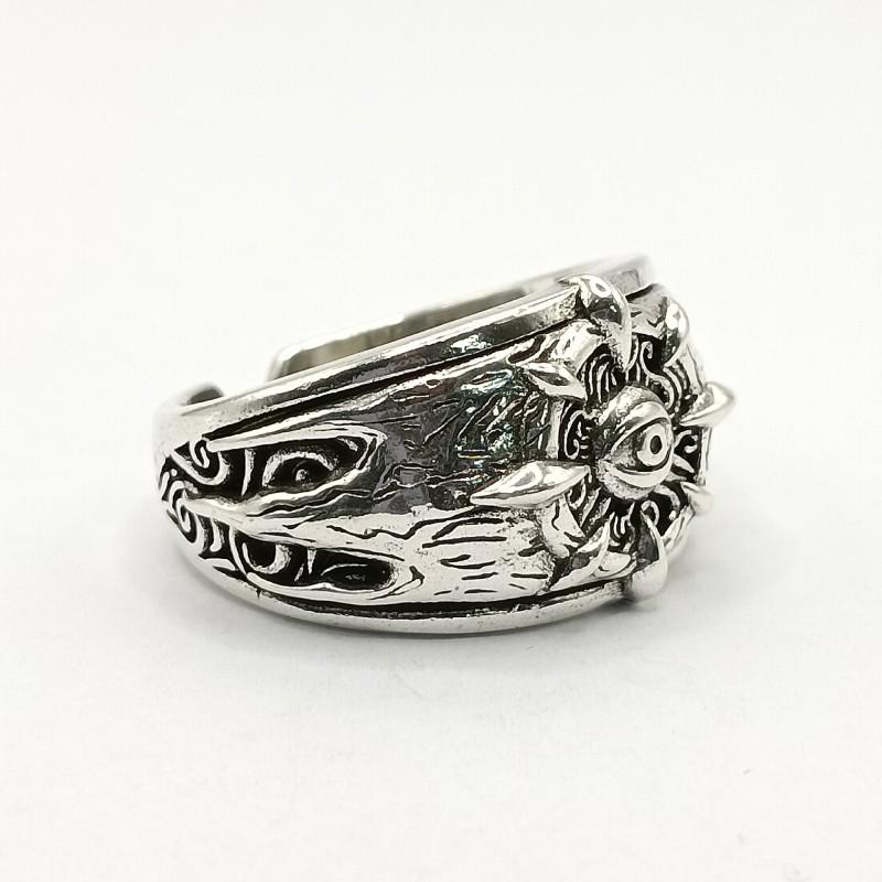 Adjustable Open Ring Men Women Vintage Eye Motif Geometric Copper Jewelry Retro Style Statement Piece