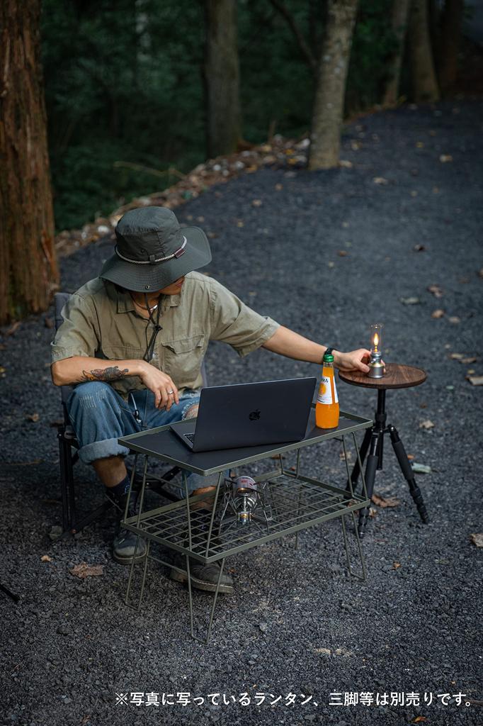 CAMPING MOON Camping Tripod Table with Custom Top, Camera Tripod & Smart Stand, 2-Way, Walnut, Z01-T-Z57