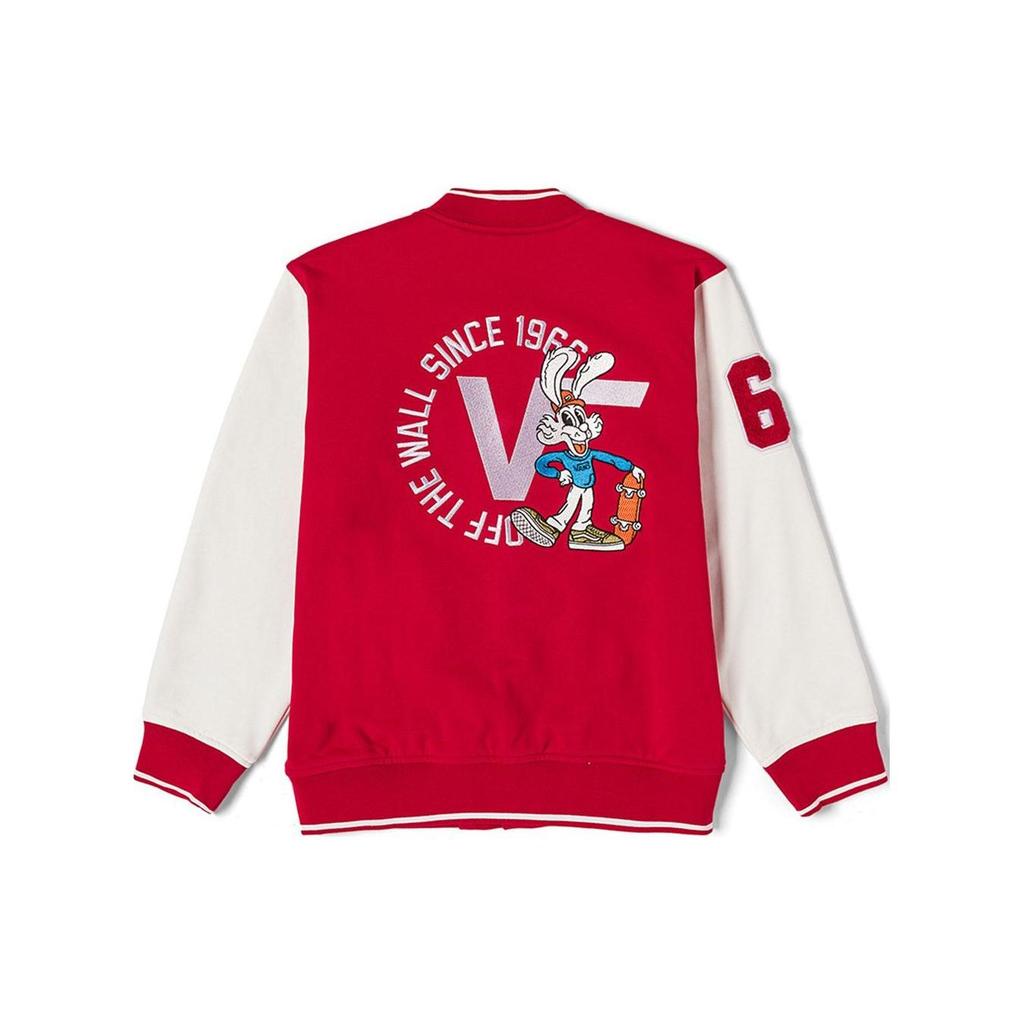 Vans Baseball Jacket Logo Single Button Loose Kids Jackets Red VN000JZG14A