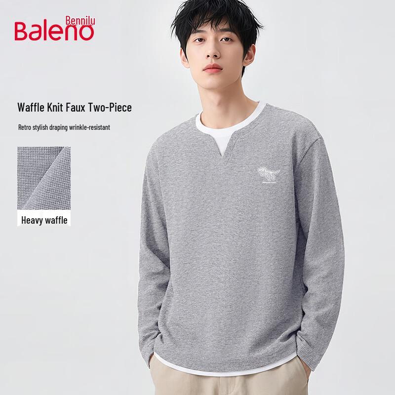 Baleno Men's Waffle Faux Two-Piece Long-Sleeve T-Shirt