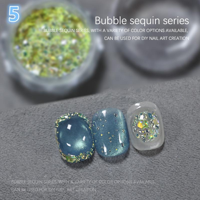1Jar Bubble Nail Glitter Coarse Fine Mixed Large Glitter Irregular Hexagonal Sequin Diy Nail Jewelry Decoration Material