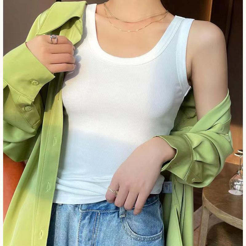 One Piece Bra Sexy Sleeveless Vest Women's Outerwear Underwear Summer Spicy Girls Pure Desire Short and Unique Round Neck Top