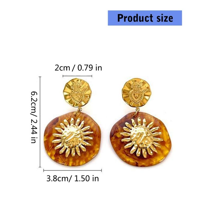 Retro Floral Drop Earrings Sturdy Stainless Steel With Sturdy Acrylic Petal Comfortable Everyday Jewelry
