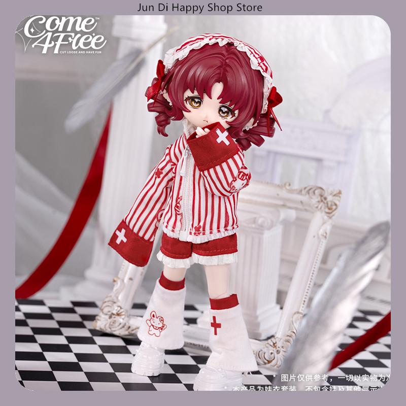 COME4FREE 1/12 BJD Doll Clothes Daily Series First Aid Angel Rabbit Dress Outfit Set for OB11 Doll Clothes