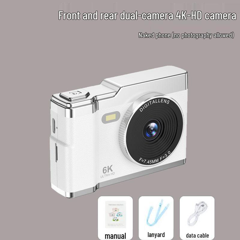 High-Definition Dual Lens Digital Camera for Students - Retro CCD Design