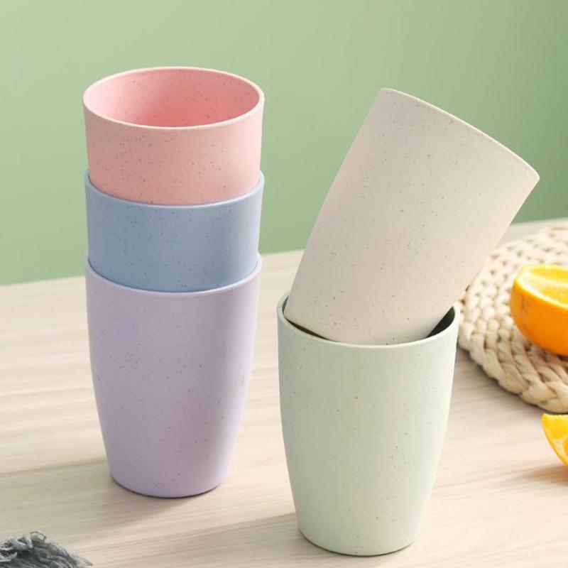 12Pcs Wheat Straw Cup Plastic Mouthwash Water Cup Brushing Cup Potable Drinking Travel Cup For Kids Adults