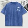 Simplified Coconut Tree Print Snow Wash Men Tee Shirts Summer Breathable O-Neck T Shirt Soft Washed Clothes Short Sleeve