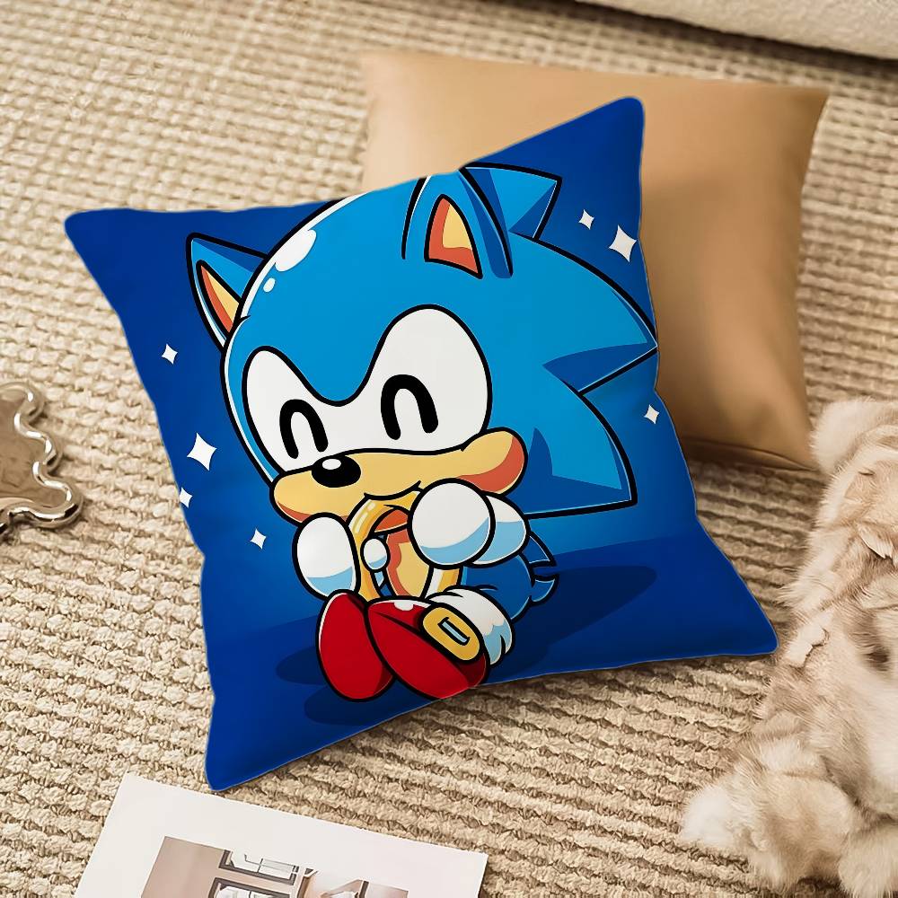 Cool Character S-Sonic-MT The Hedgehog Pillow Case Comfort Sofa Bed Silky Elegant Invisible Zipper Decorative Cushion Cover
