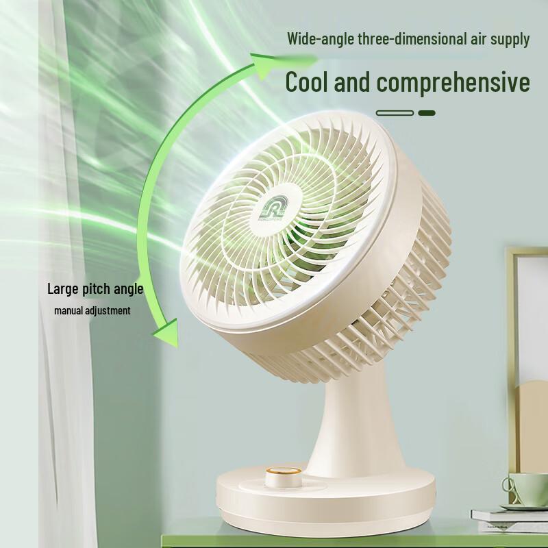 RONGSHENG Quiet Oscillating Desktop Circulation Fan CN Plug (adapter Included)