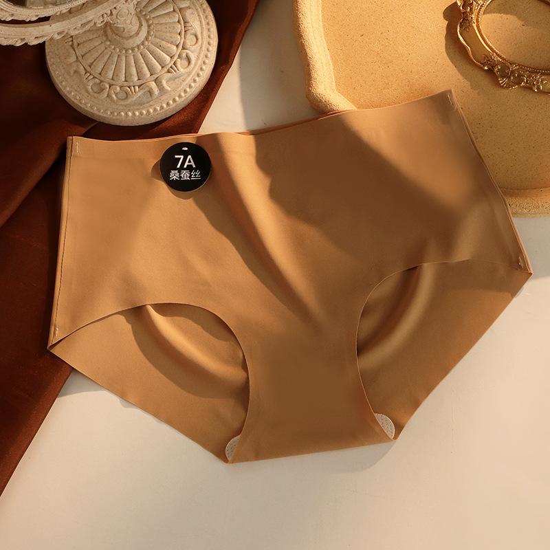 5PCS Seamless Mulberry Silk Underwear Ultral Thin Women's Panties Sexy High Elastic Invisible Briefs Soft Lingerie M-XL