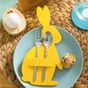 12pcs Rabbit Easter Bunny Utensil Holder Cartoon Cutlery Bags Easter Egg Cutlery Sleeve Bags  Table