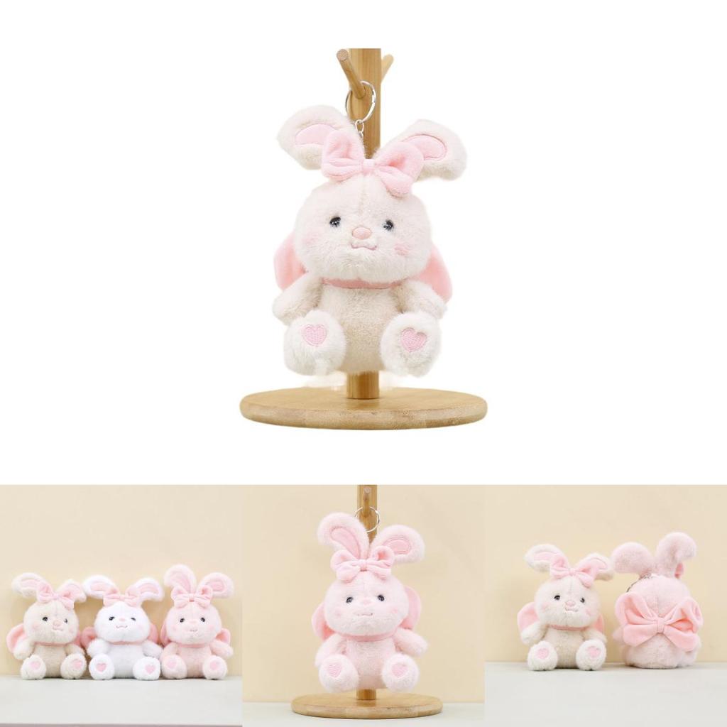 Adorable Plush Bunny Keychain With Bow Cute Rabbit Doll Bag Charm Soft Toy 17cm