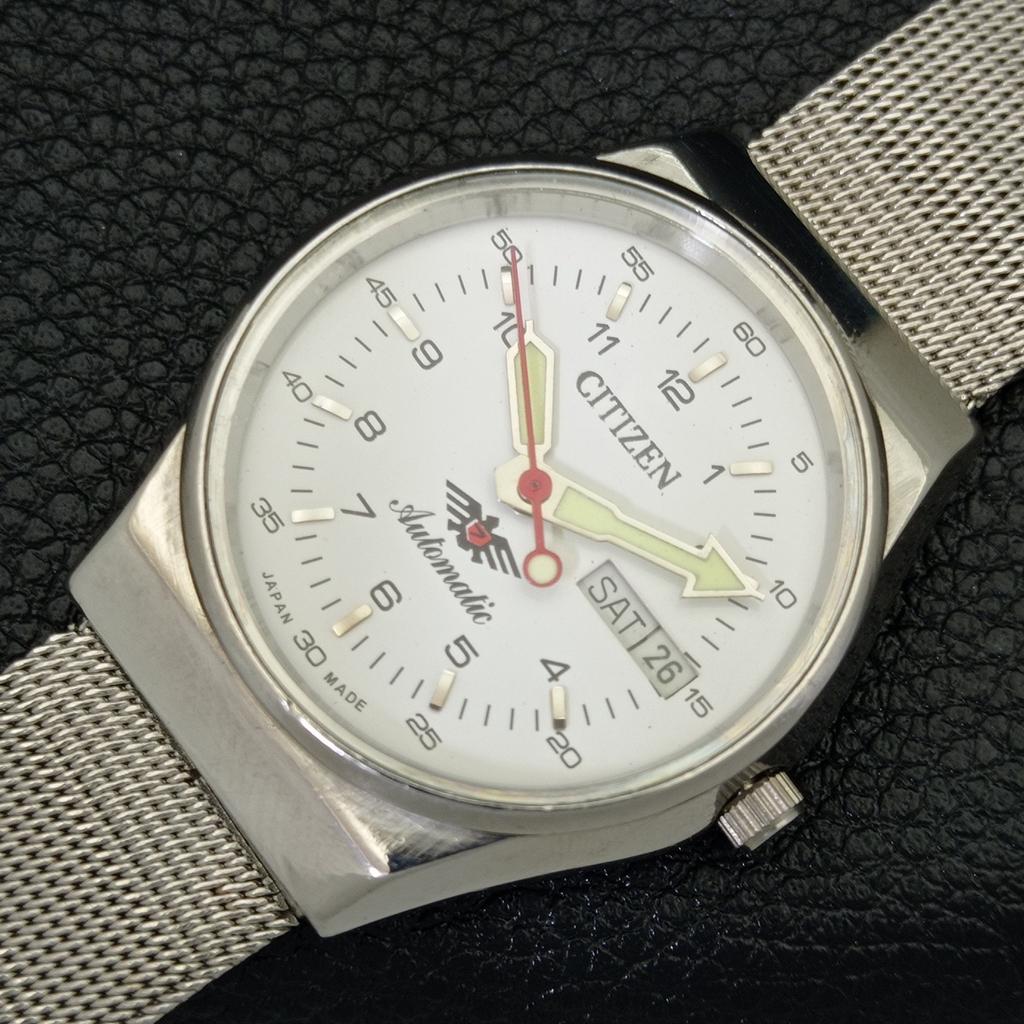 JAPAN MENS VINTAGE CITIZEN AUTOMATIC 8200 WHITE COLOR DIAL WATCH a500284-2 R151b-a500284