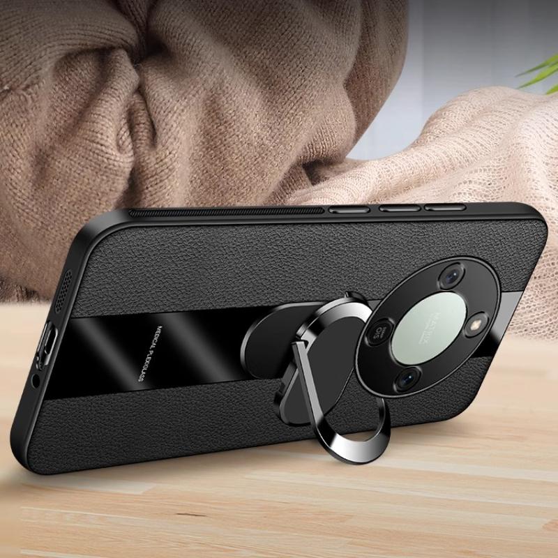 Plexiglas PU-Leder Handyhülle Für OPPO Find X9 Pro Magnetischer Metallring Ständer Halter Stoßfest Weiche Hülle Für OPPO Find X9Pro