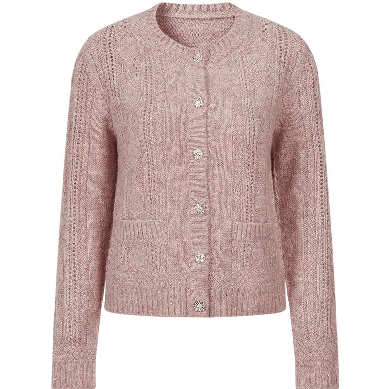 Retro Sequin Yarn Knit Cardigan