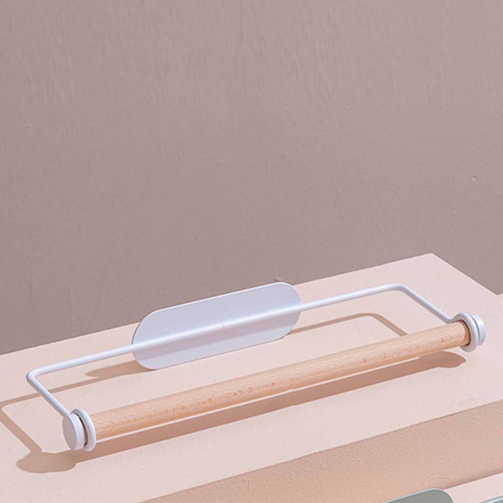 Papiertuchhalter Stanzfrei Multifunktional Eisen Wandmontiert Frischhaltefolien-Aufbewahrungsregal für Küche Badezimmer Weiß