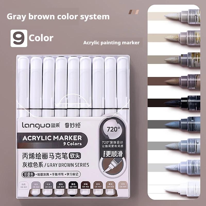 LANGUO 60Colors/box Direct Liquid Acrylic Paint Marker Pens Set Brush Color Marker Pen for DIY Painting Drawing Ceramic Glass