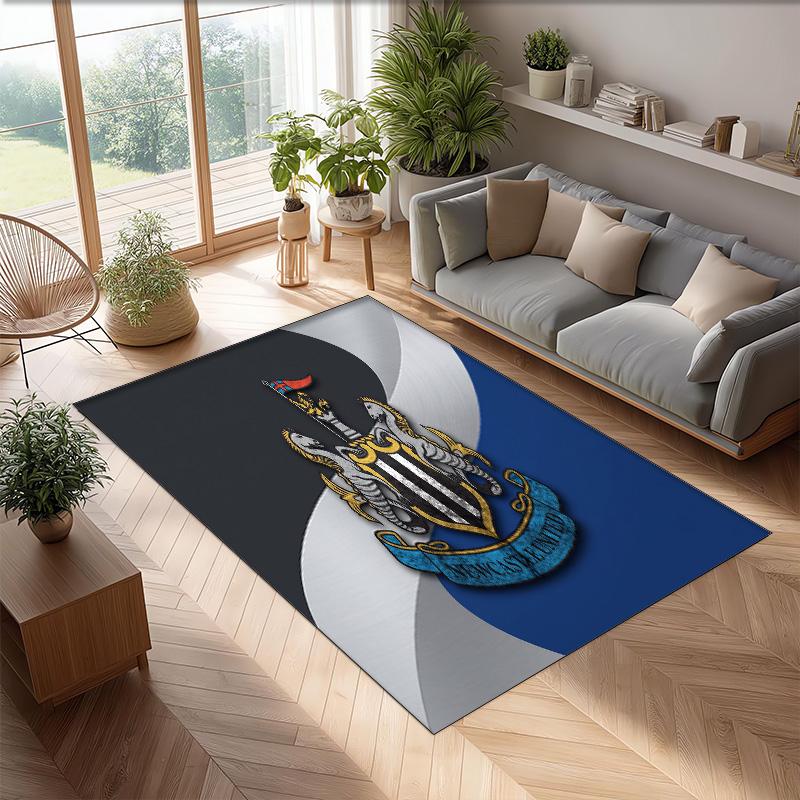 Tappeto in Velluto di Cristallo con Stampa di Calcio del Newcastle United, Comodo Assorbente d'Acqua Antiscivolo Tappeto per Pavimento Interno