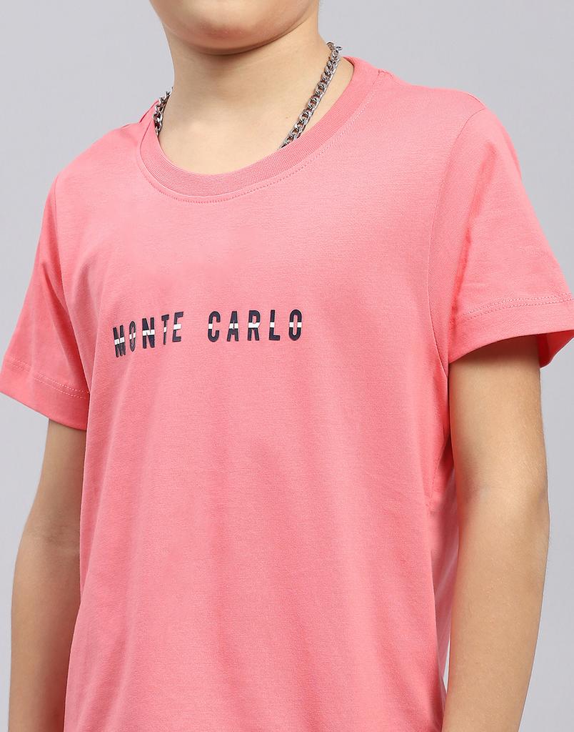 MONTE CARLO Boys Red Printed Round Neck Half Sleeve Regular Fit T-Shirt