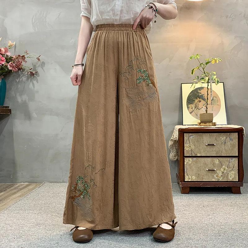 

Хлопковые брюки Летние женские больших размеров Свободные пижамные брюки Универсальные повседневные Брюки с высокой посадкой XXXXL дубильная кора