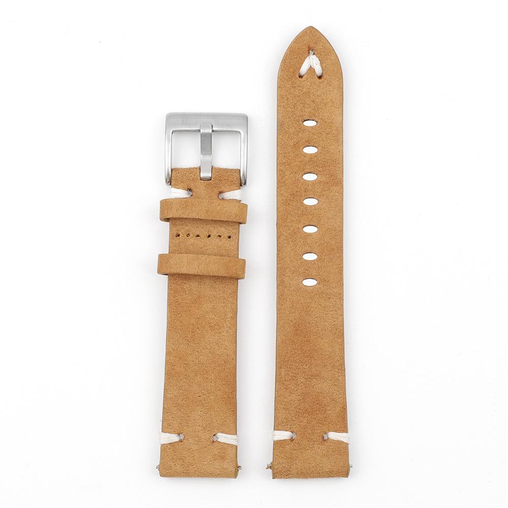 Genuine Suede Leather Quick Release Watch Strap, Brown Coffee Color