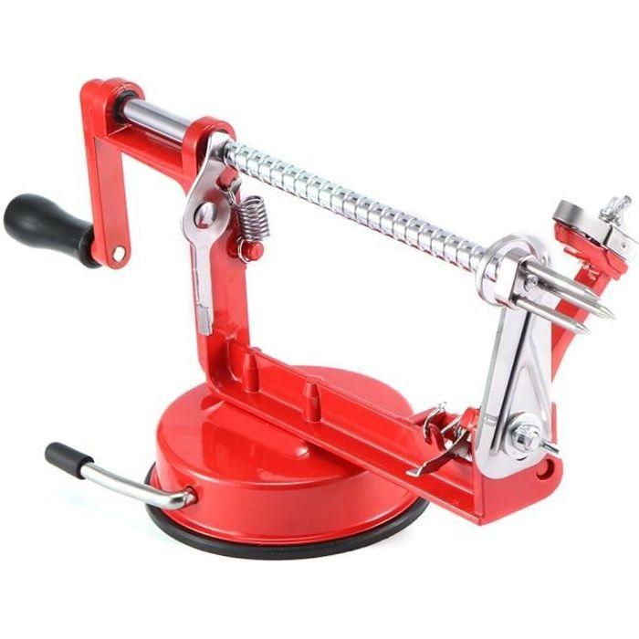 3 en 1 - Eplucheur de pommes & Vide-pomme Machine pour éplucher, évider et couper les pommes Design en rouge