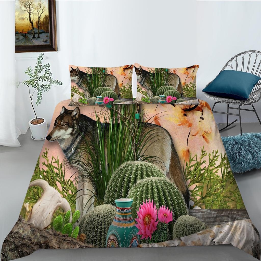 Polyester Bettwäsche Zwei- oder Dreiteilig Digitaldruck Wolf Serie