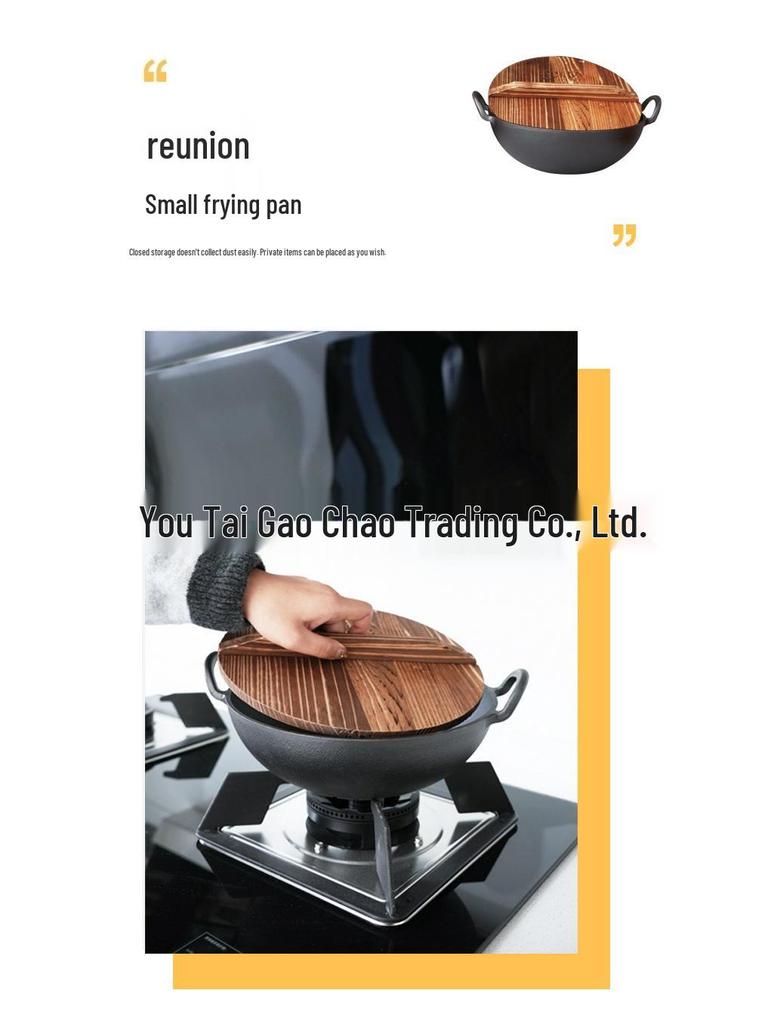 Traditional Double-Eared Cast Iron Pot - Round Bottom for Stewing & Stir-Frying On Gas or Firewood Stoves