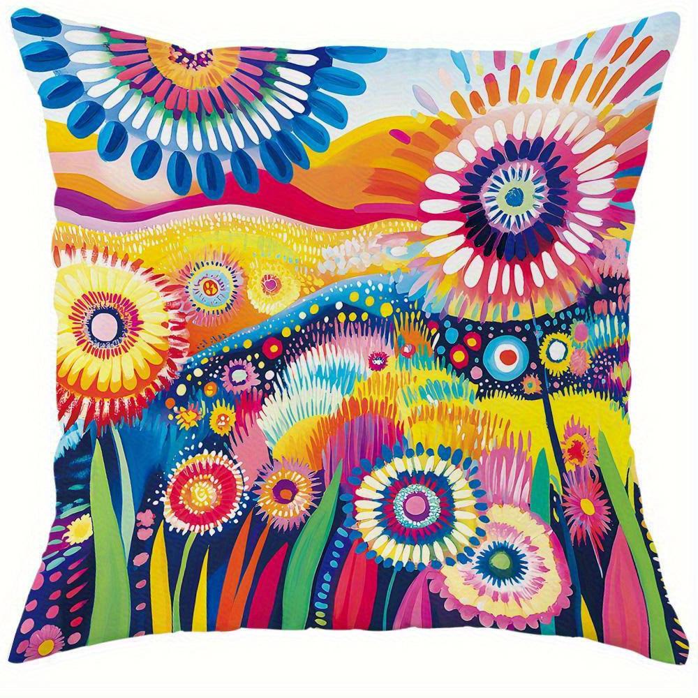 

Home Decor Colorful Floral Pattern Decorative Pillow Covers Pattern Cushion Cover Suitable For Sofa Bedroom Car Pillow Cover 16x16Inch