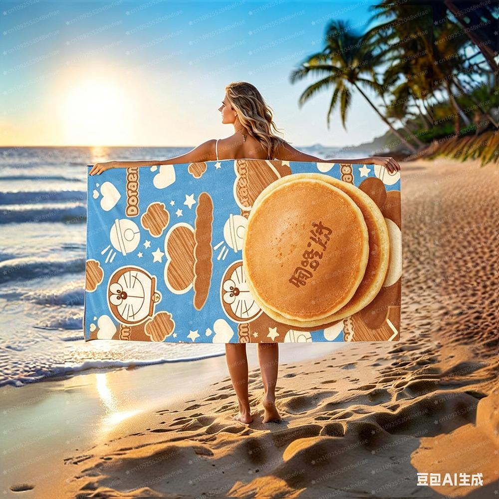 1Pc Cute Cartoon Doraemon Absorbent Towel Swimming Pool Travel Gift Gym Shower Camping Quick Drying Exercise Beach Towel