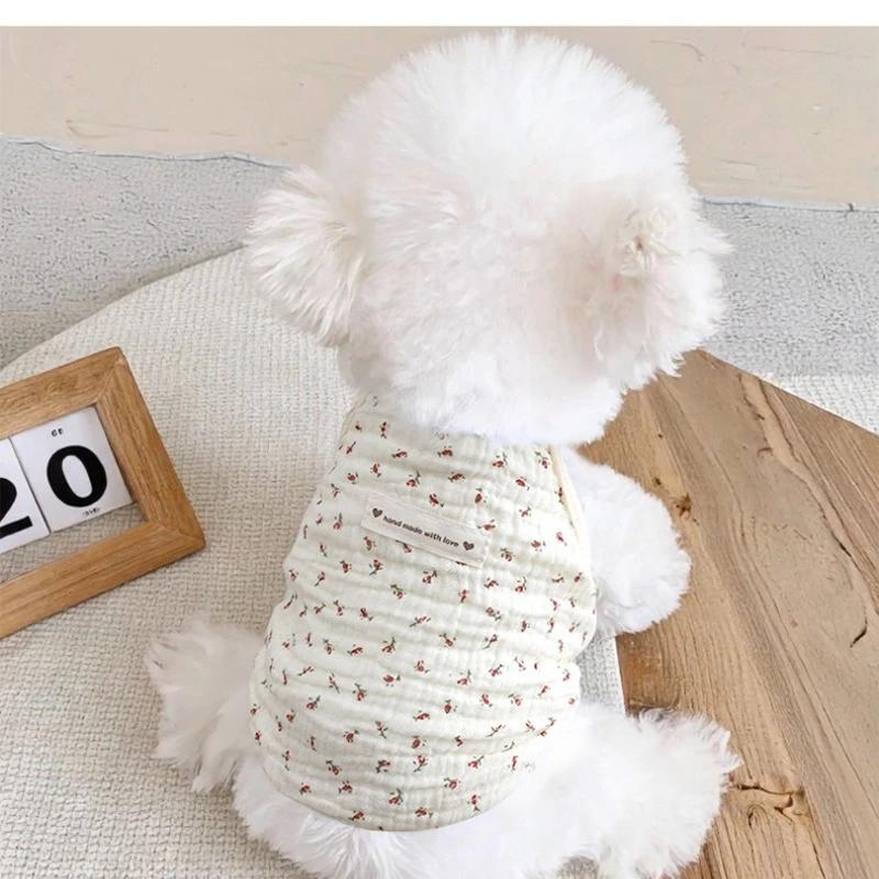 Spring Summer Cotton Bear Vest Dog Clothes Teddy Bichon Schnauzer Home Clothes Sleepwear Outdoor Sun Protection Shirt