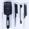 4pcs/set Detangling Bristle Scalp Massage Hairbrush with Anti Static Rat Tail Edge Brush High Hair Beauty Salon Styling Tools