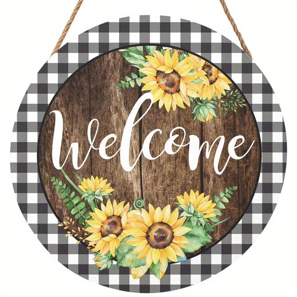 1pc 2d Flat Bolisom Welcomes Spring Summer Flowers Hummingbird Pygmy Lavender Round Wooden Sign - 20cm for Farmhouse Home Wall Decor