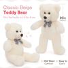 20 Inch White Teddy Bear Stuffed Animal Designed for Toddlers Infant Shower Birth Date Present Plush Cuddly Hugging Bear Bow Tie Classic Gentle T