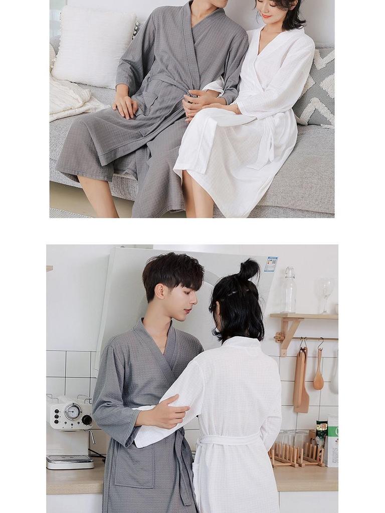 Unisex Long Sleeve Bathrobe - Spring/Autumn Solid Color